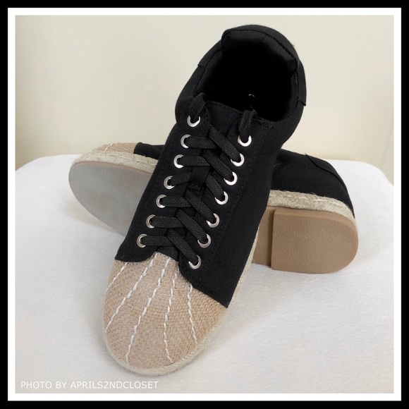 CATHERINE MALANDRINO BLACK ESPADRILLE SNEAKERS A3C - Picture 6 of 8